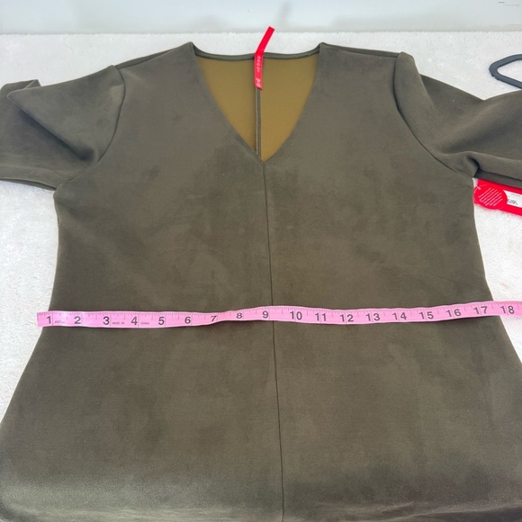 Spanx Faux Suede Column Dress Utility Green Size M  NWT V Neck Pullover - Picture 11 of 12